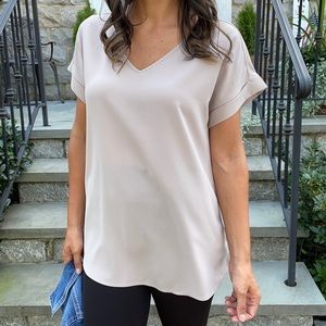 NWT Roll Sleeve V Neck Tee